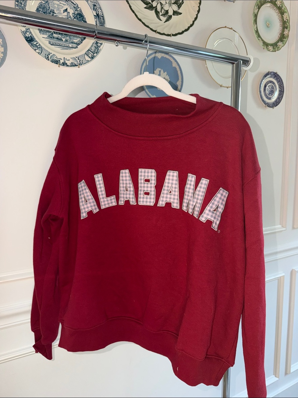 Alabama Crewneck Sweatshirt with Gingham Inlay